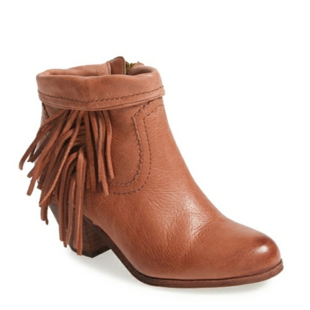 Sam Edelman Louie Fringe Ankle Booties Cowgirl